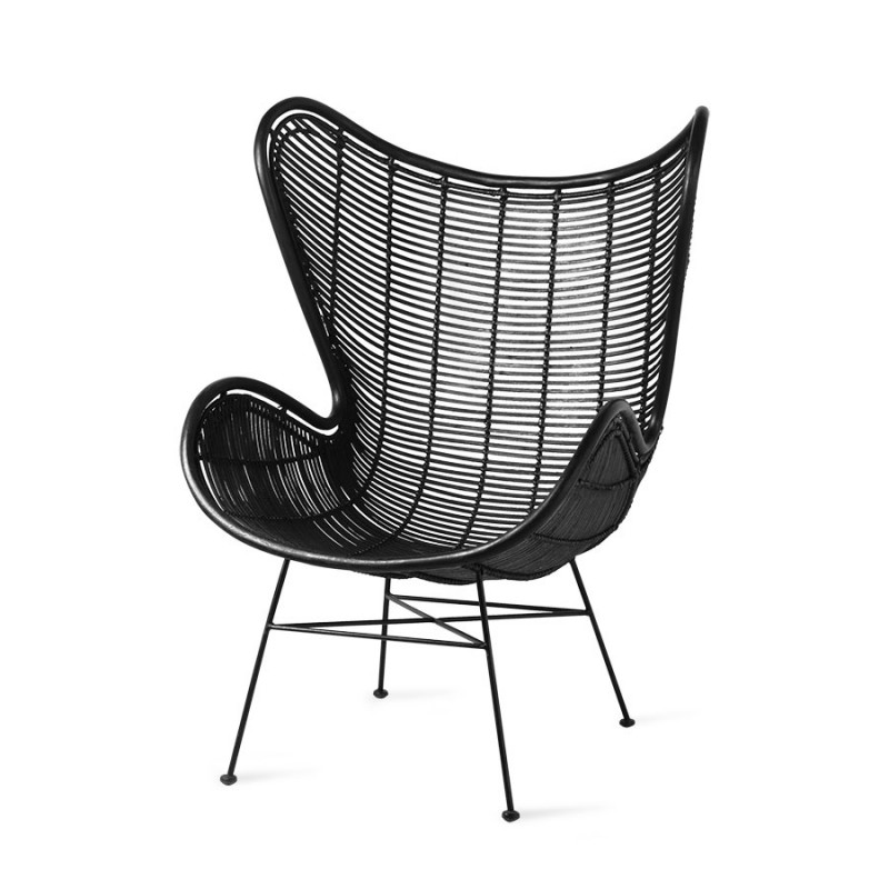 BUTTERFLY ARMCHAIR RATTAN BLACK - CHAIRS, STOOLS